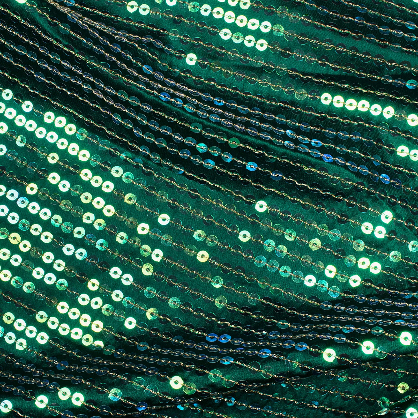 Sacramento Green All Over Premium Rainbow Sequins Japan Satin Fabric