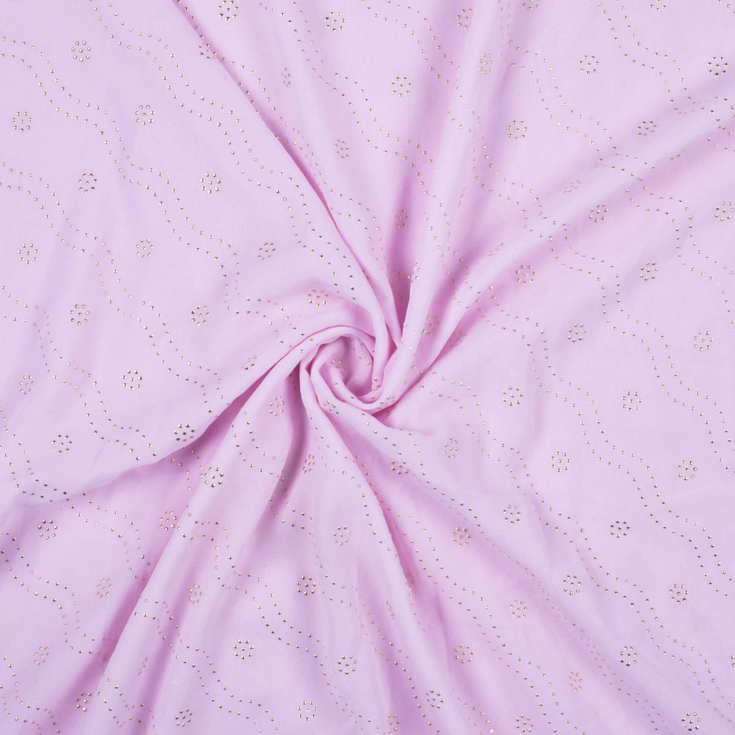 Lace Pink Leheriya Golden Dew Drops Georgette Fabric