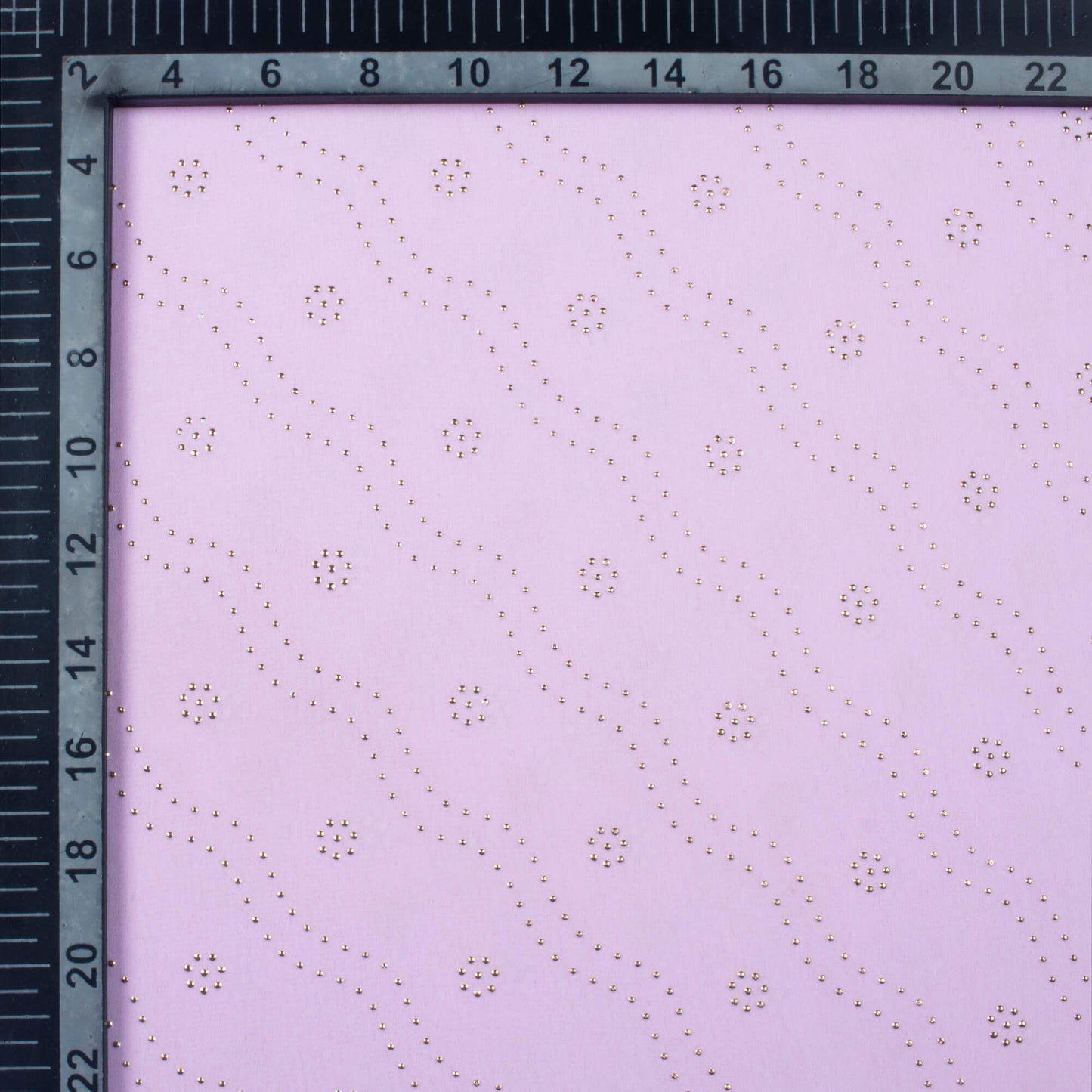 Lace Pink Leheriya Golden Dew Drops Georgette Fabric