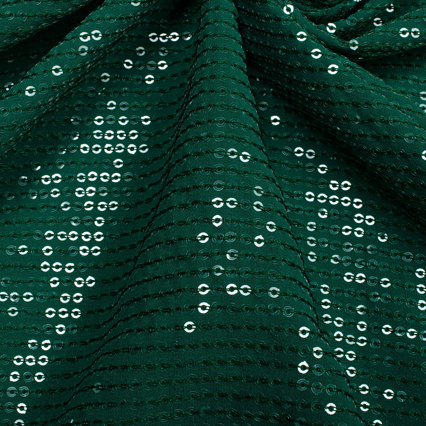 Sacramento Green All Over Premium Water Sequins Georgette Fabric