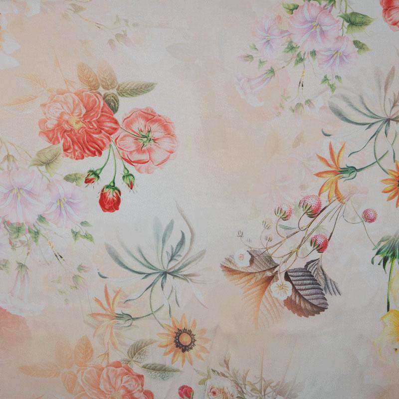 Light Orange Floral Pattern Filter Crepe Fabric