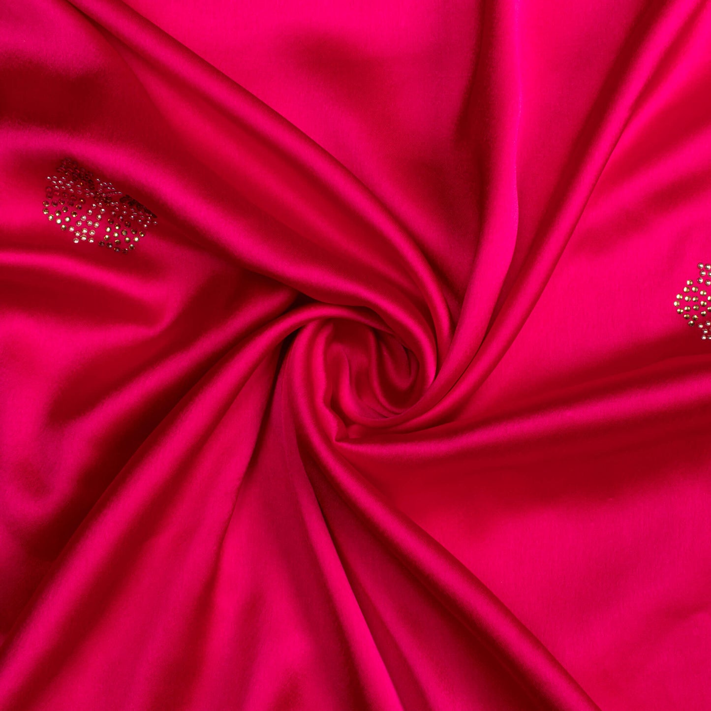 Cerise Pink Geometric Premium Swarovski Hand Work Japan Satin Fabric