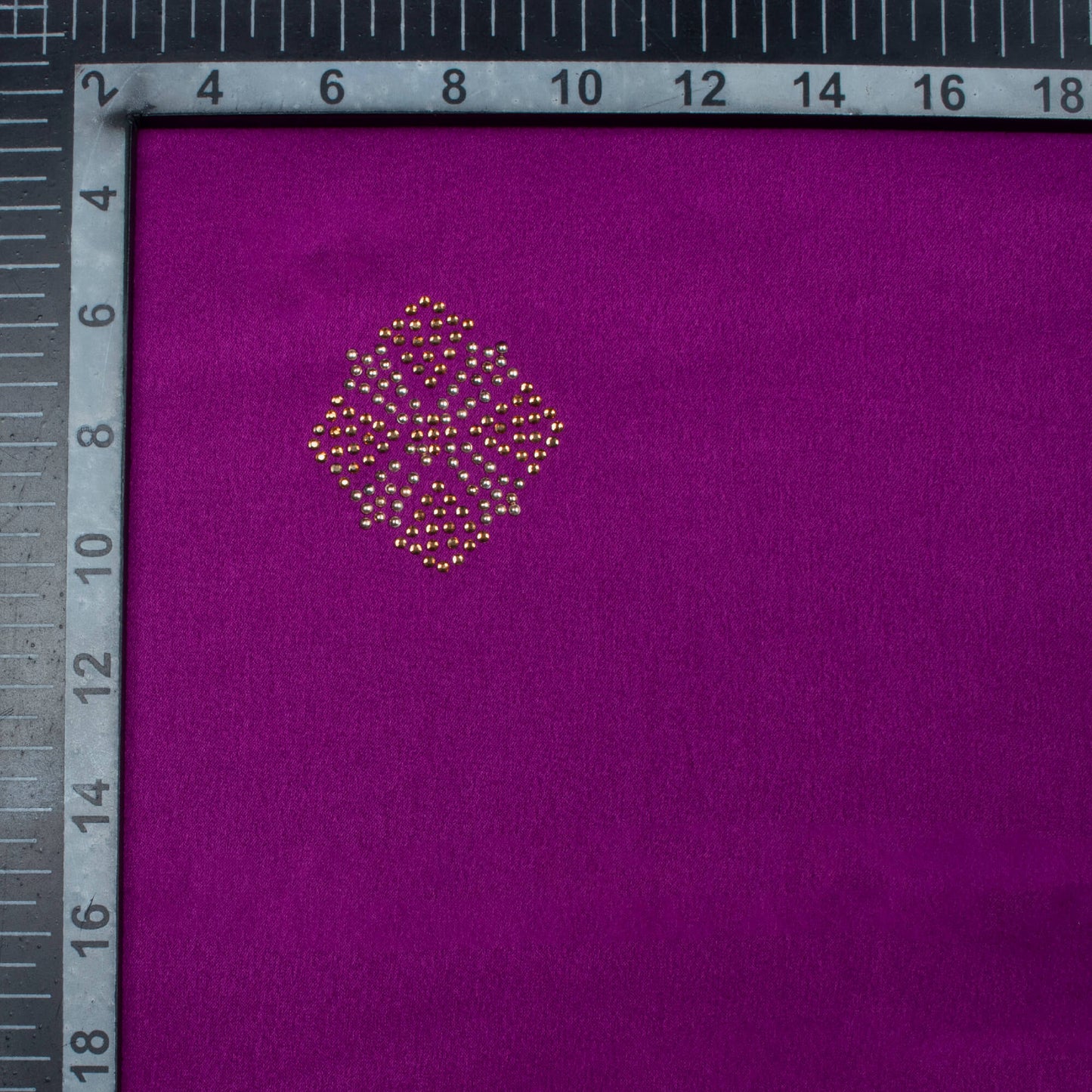 Wine Purple Checks Premium Swarovski Hand Work Japan Satin Fabric