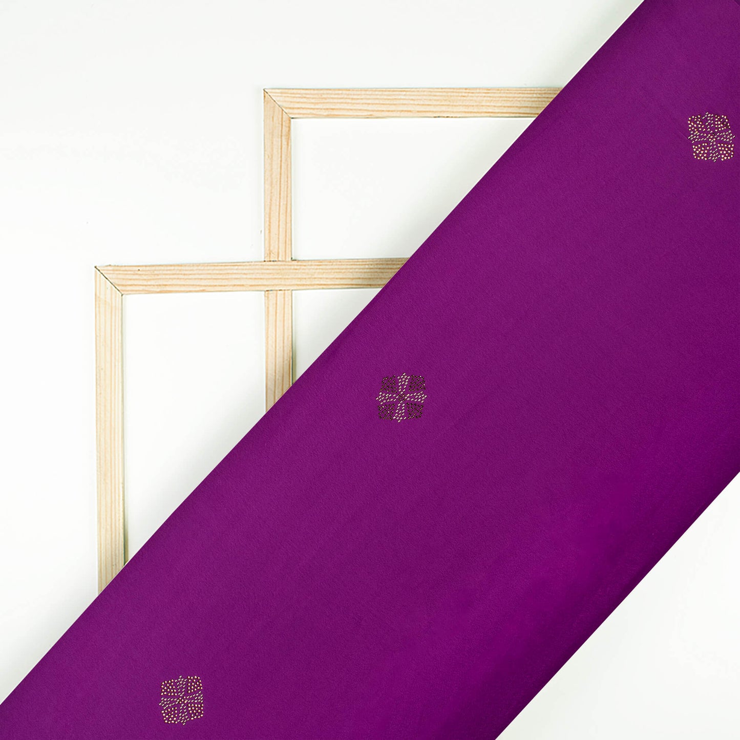 Wine Purple Checks Premium Swarovski Hand Work Japan Satin Fabric