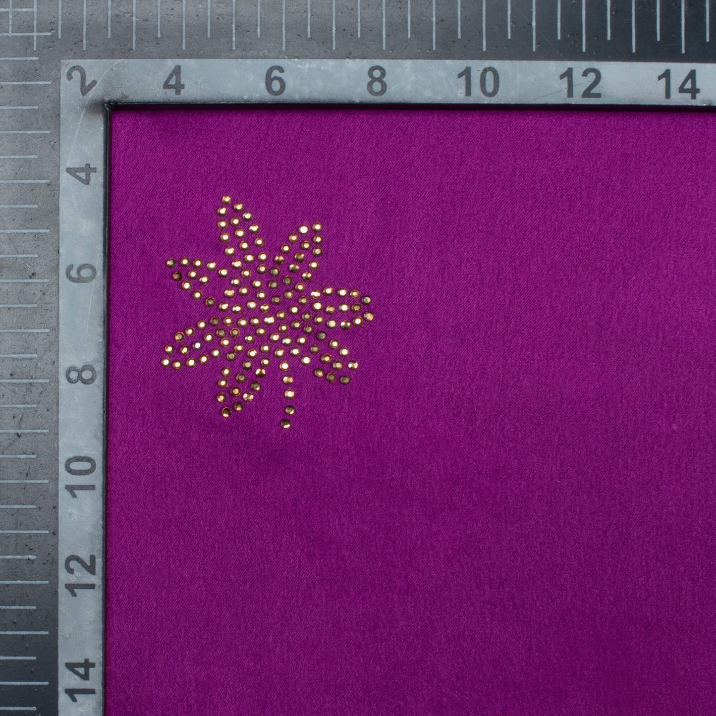 Wine Purple Leaf Premium Swarovski Hand Work Japan Satin Fabric