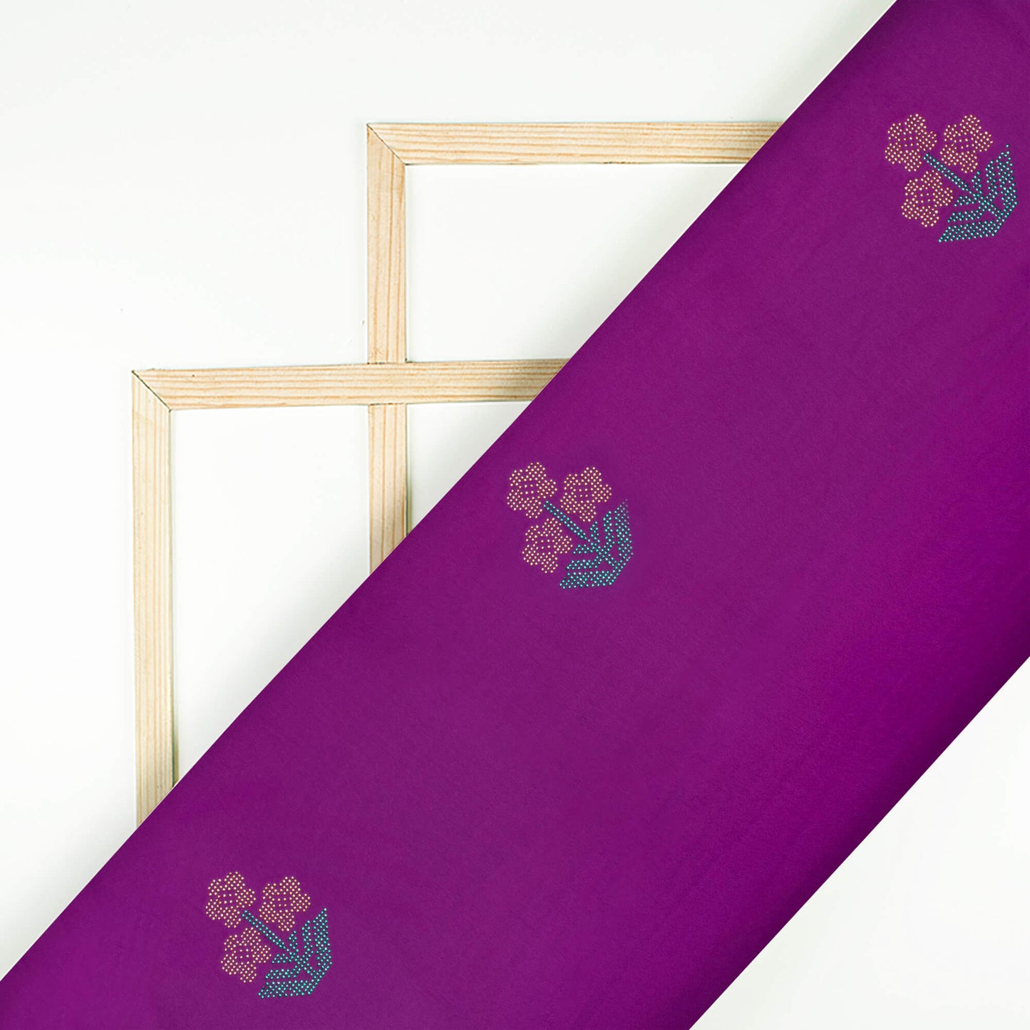 Wine Purple Floral Premium Swarovski Hand Work Japan Satin Fabric