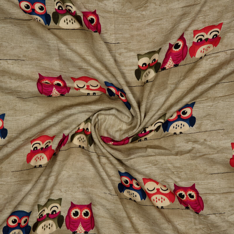 Red Animal Pattern Screen Print Viscose Rayon Fabric - Fabcurate