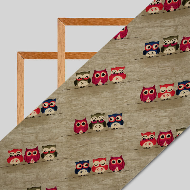 Red Animal Pattern Screen Print Viscose Rayon Fabric - Fabcurate