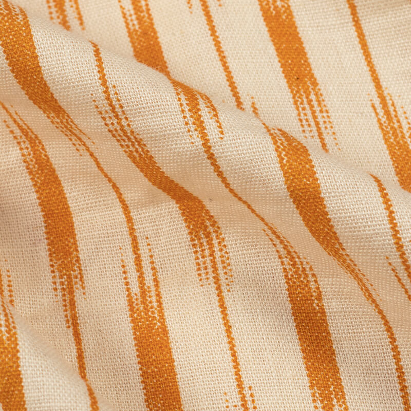 Mustard And Cream Ikat Pattern Screen Print Cotton By Linen Fabric - Fabcurate