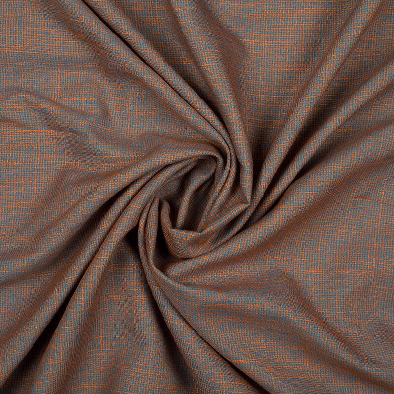 Royal Blue And Orange Chambray Rayon Slub Fabric - Fabcurate