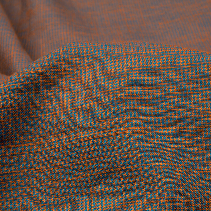 Royal Blue And Orange Chambray Rayon Slub Fabric - Fabcurate