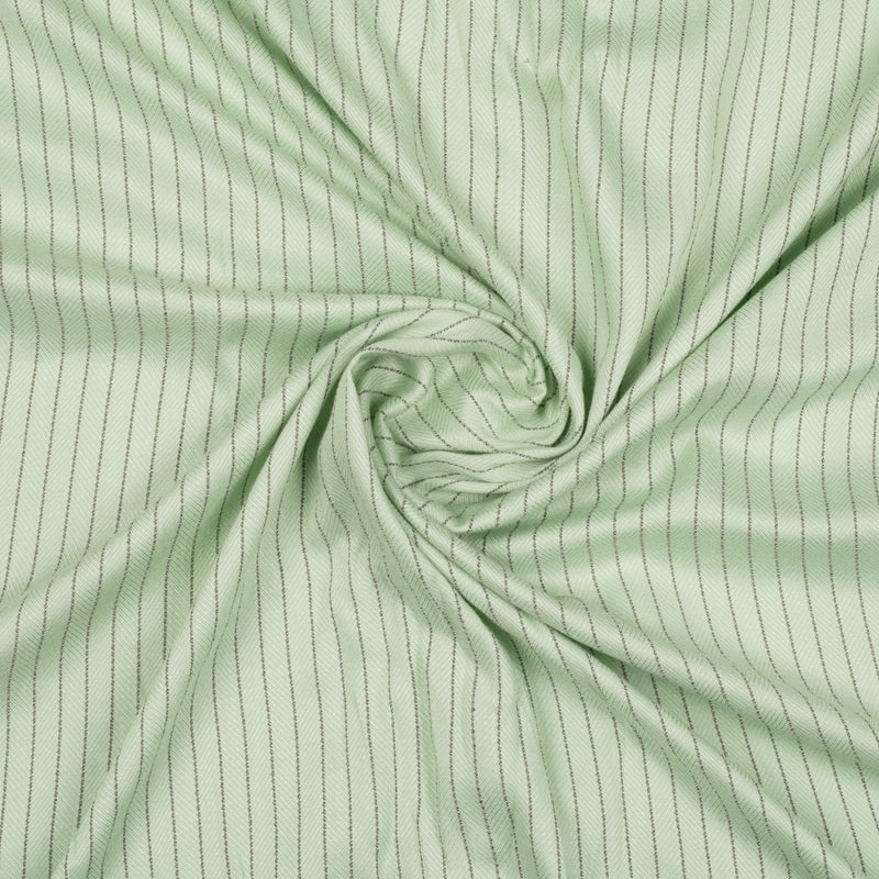 Powder Green Stripes Dobby Rayon Fabric - Fabcurate