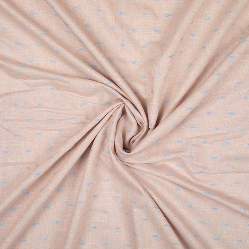 Light Orange And Baby Blue Dobby Dual Tone Rayon Slub Fabric - Fabcurate