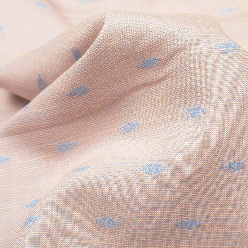 Light Orange And Baby Blue Dobby Dual Tone Rayon Slub Fabric - Fabcurate