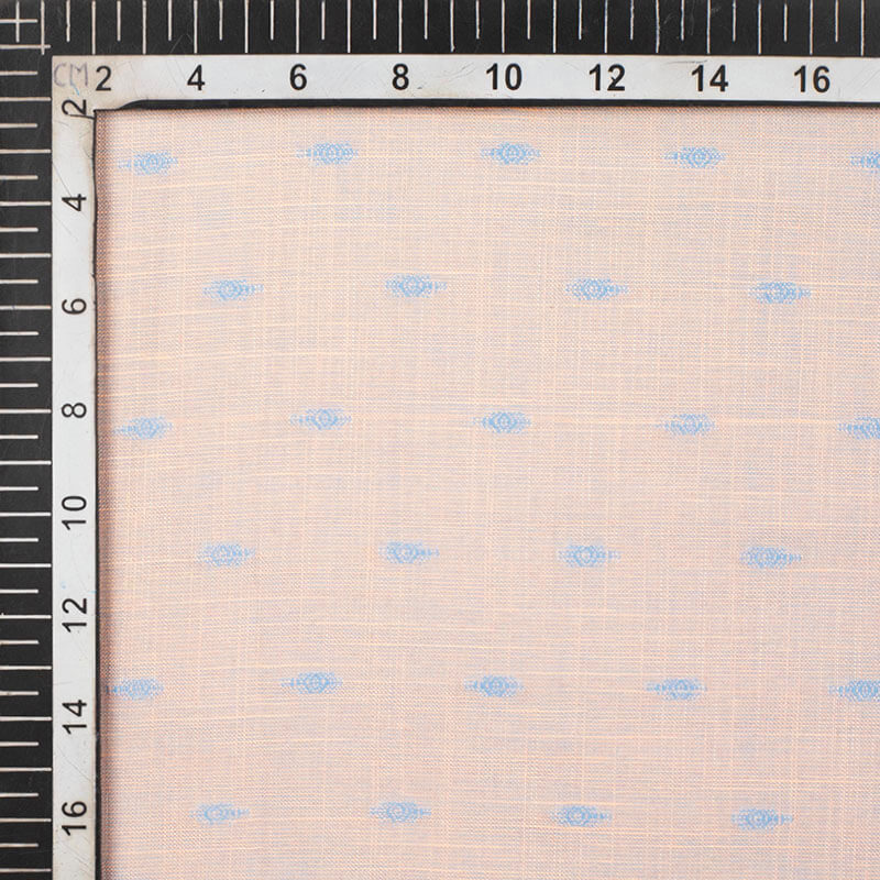 Light Orange And Baby Blue Dobby Dual Tone Rayon Slub Fabric - Fabcurate