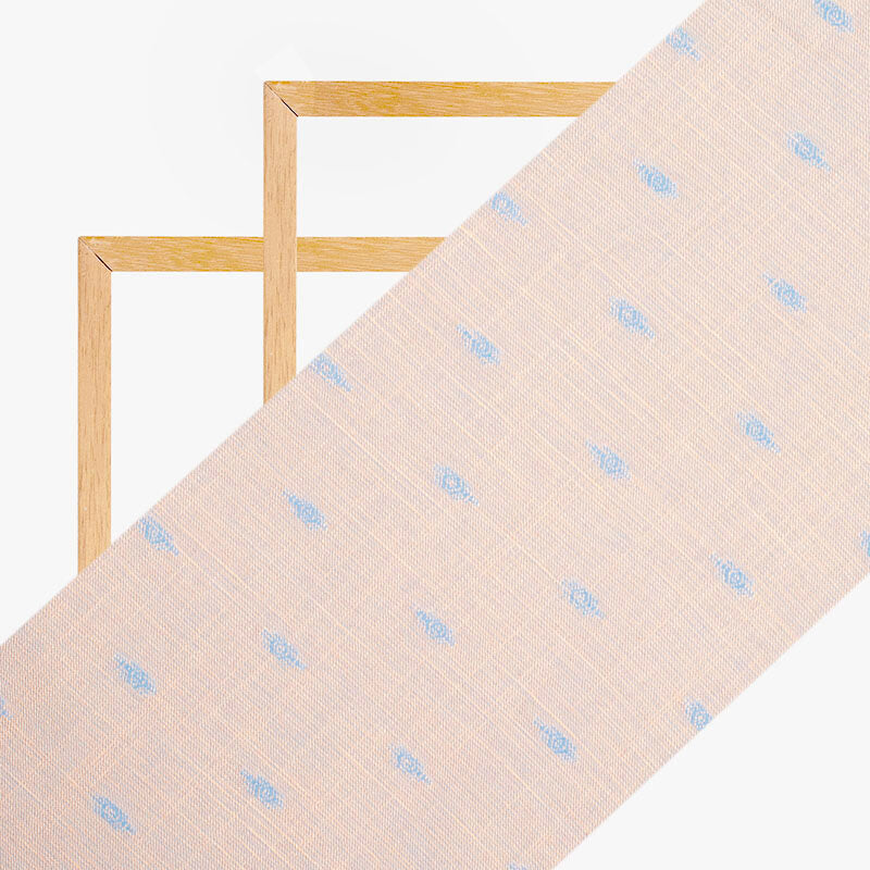 Light Orange And Baby Blue Dobby Dual Tone Rayon Slub Fabric - Fabcurate