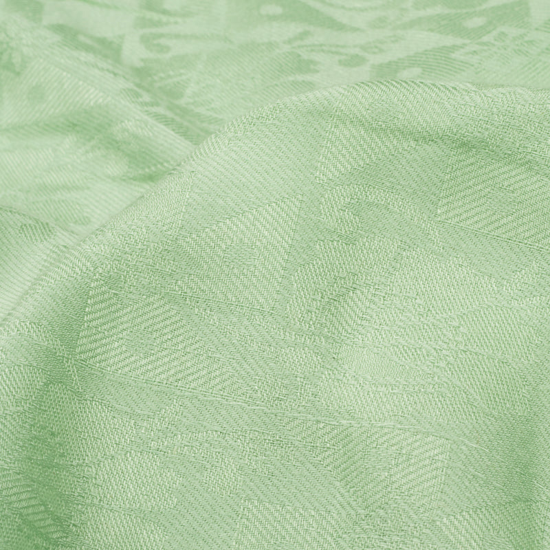 Tea Green Floral Pattern Rayon Jacquard Fabric - Fabcurate