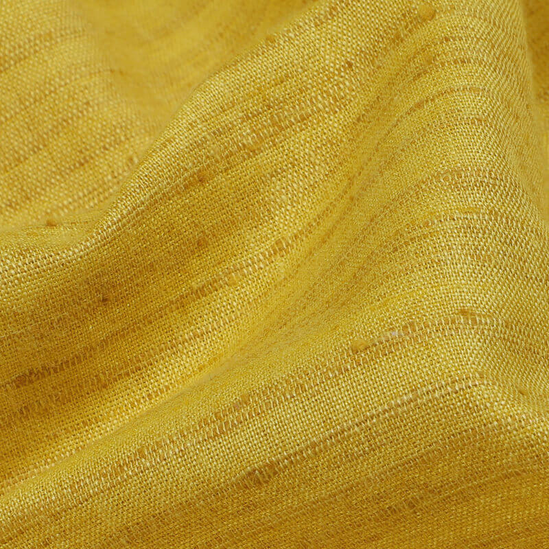 English Yellow Plain Textured Blend Viscose Fabric - Fabcurate
