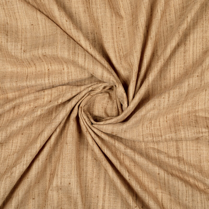 Ivory Cream Plain Textured Blend Viscose Fabric - Fabcurate