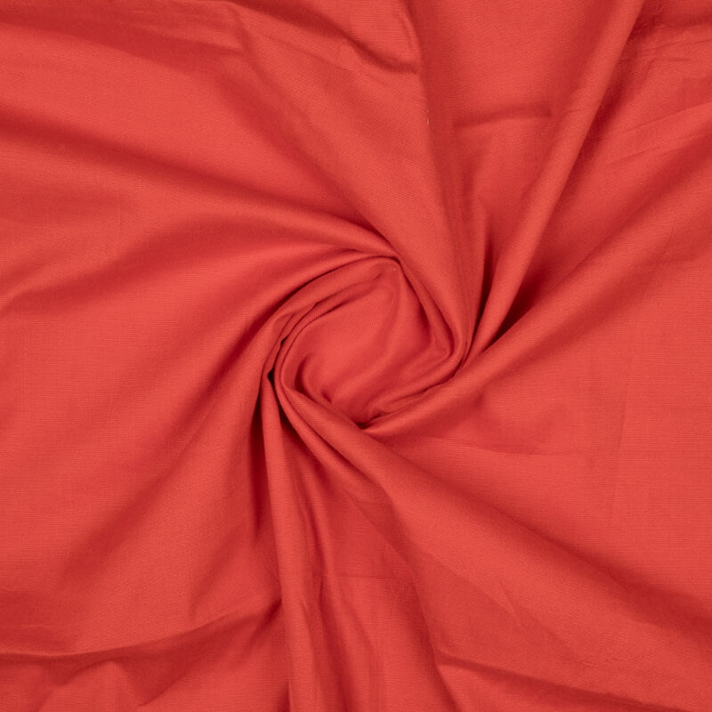 Crimson Red Plain Rayon Slub Lycra Fabric - Fabcurate