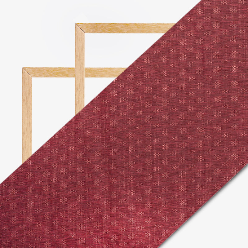 Maroon Floral Dobby Dual Tone Viscose Fabric (Width 56 Inches) - Fabcurate