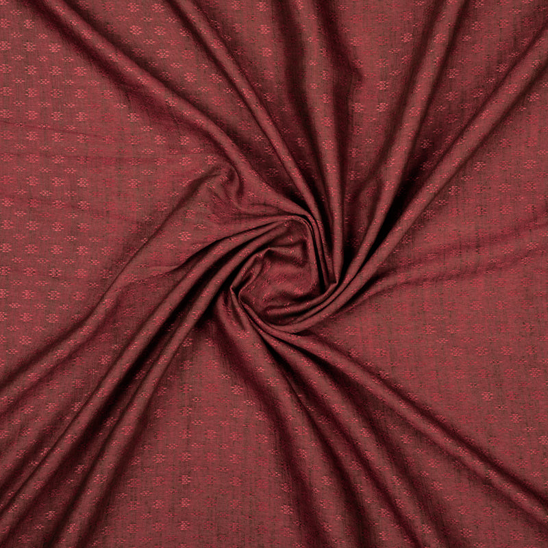 Berry Red And Black Floral Dobby Dual Tone Viscose Fabric (Width 56 Inches) - Fabcurate