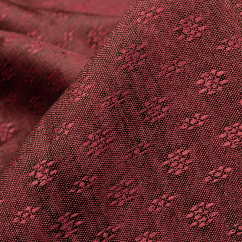Berry Red And Black Floral Dobby Dual Tone Viscose Fabric (Width 56 Inches) - Fabcurate