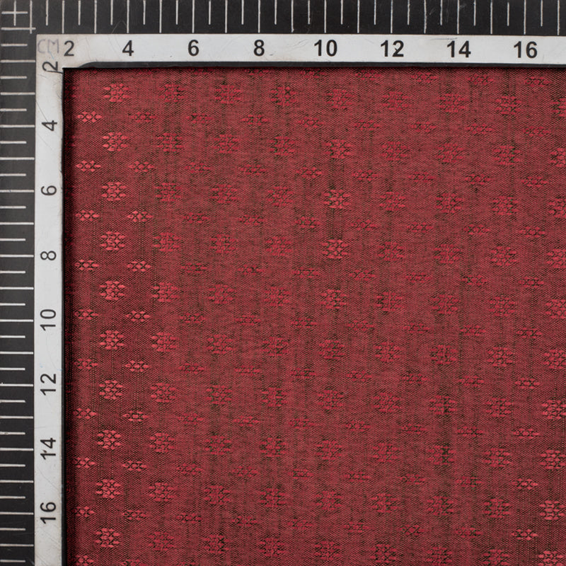 Berry Red And Black Floral Dobby Dual Tone Viscose Fabric (Width 56 Inches) - Fabcurate