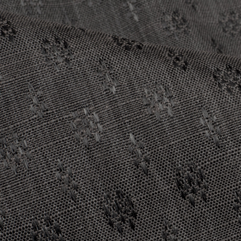 Dark Grey Floral Dobby Dual Tone Viscose Fabric (Width 56 Inches) - Fabcurate