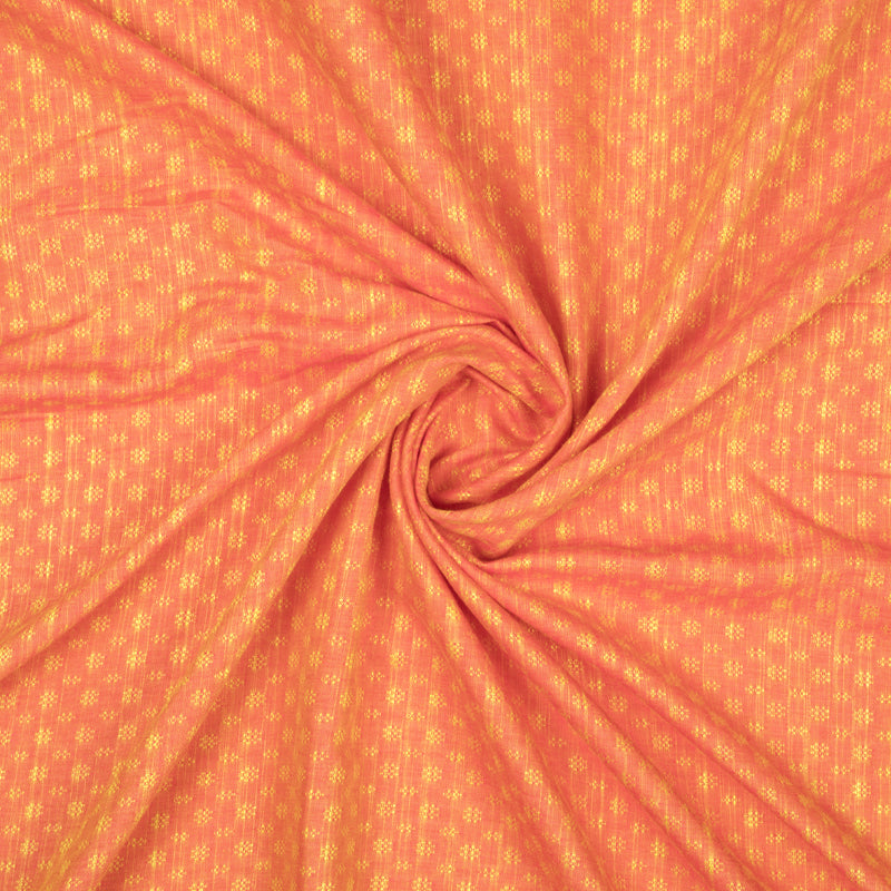 Light Orange And Yellow Floral Dobby Dual Tone Viscose Fabric (Width 56 Inches) - Fabcurate