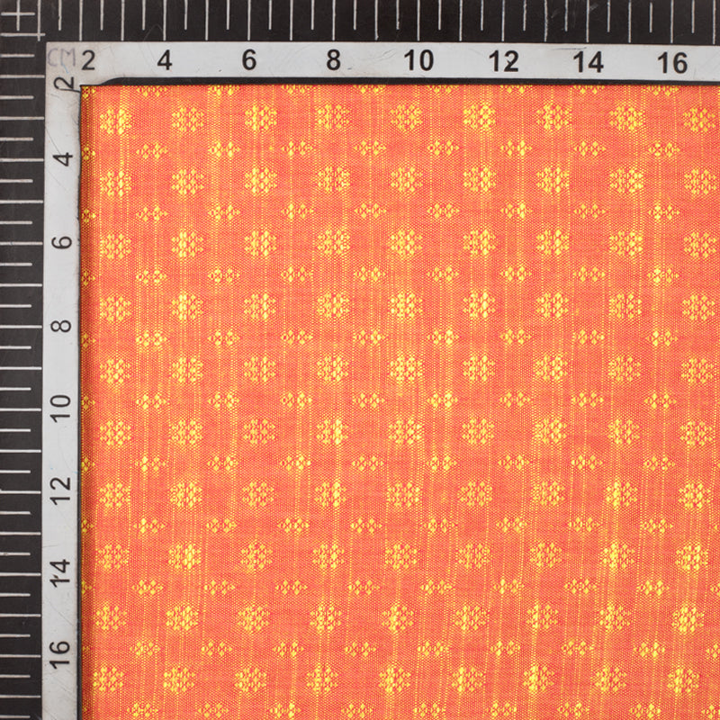 Light Orange And Yellow Floral Dobby Dual Tone Viscose Fabric (Width 56 Inches) - Fabcurate
