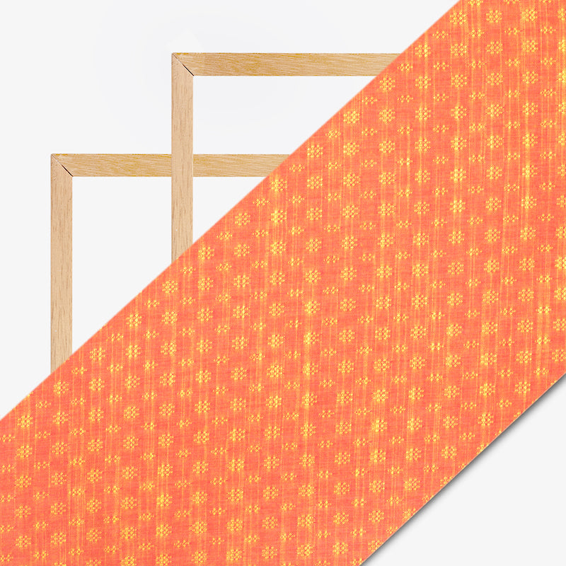Light Orange And Yellow Floral Dobby Dual Tone Viscose Fabric (Width 56 Inches) - Fabcurate