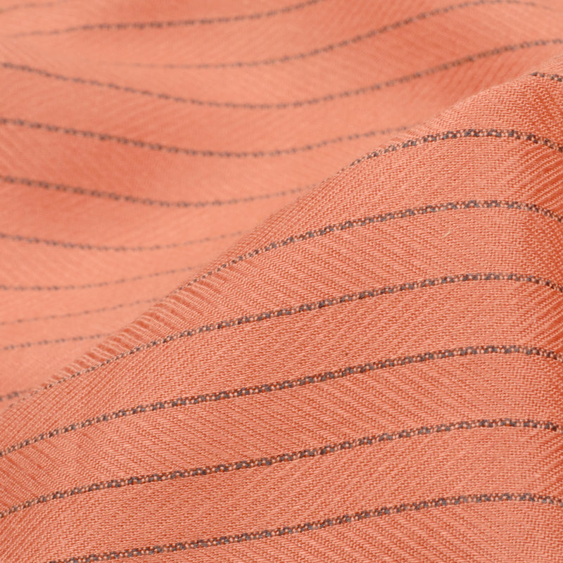 Coral Peach Stripes Dobby Rayon Fabric - Fabcurate