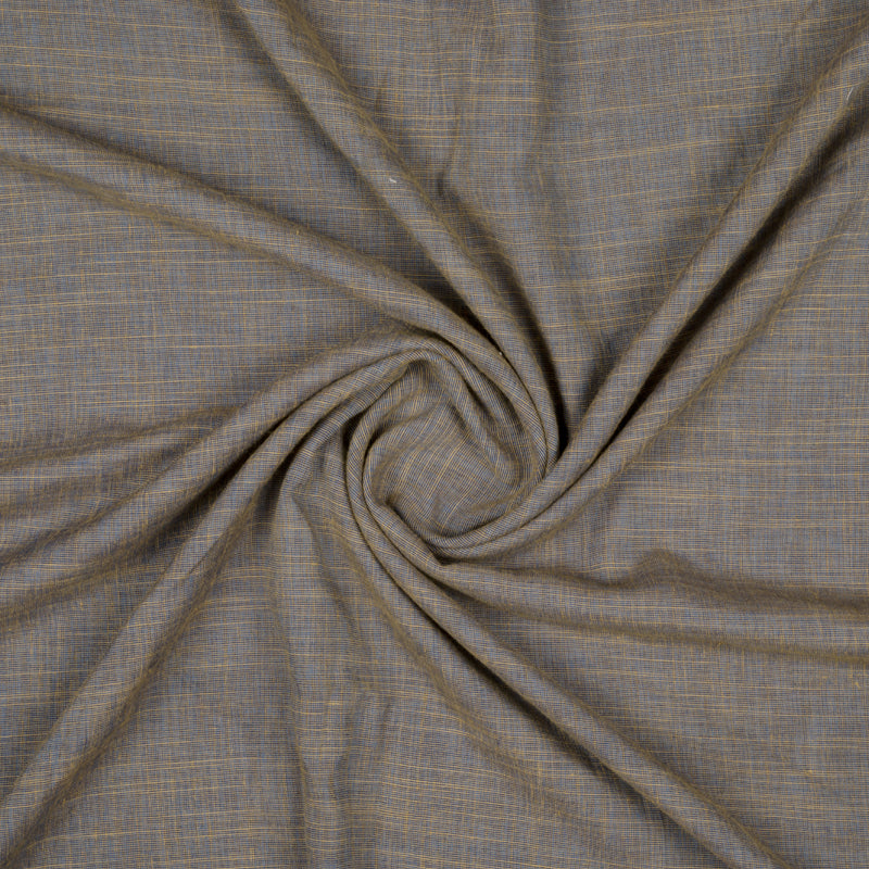 Blue And Mustard Yellow Plain Rayon Slub Fabric (Width 58 Inches) - Fabcurate