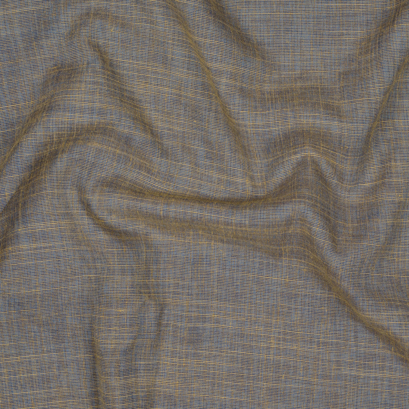 Blue And Mustard Yellow Plain Rayon Slub Fabric (Width 58 Inches) - Fabcurate