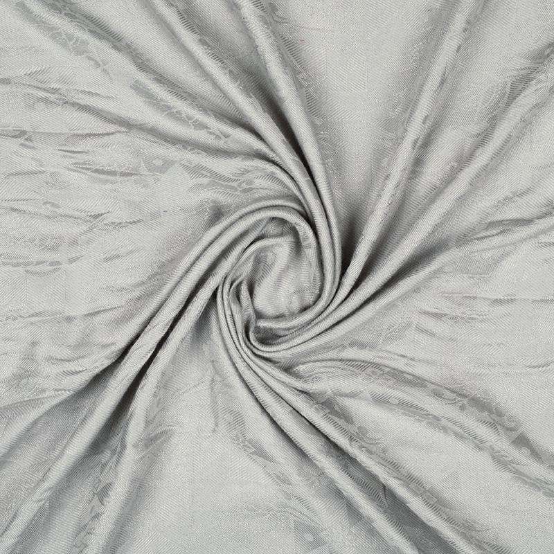 Grey Floral Pattern Rayon Jacquard Fabric - Fabcurate