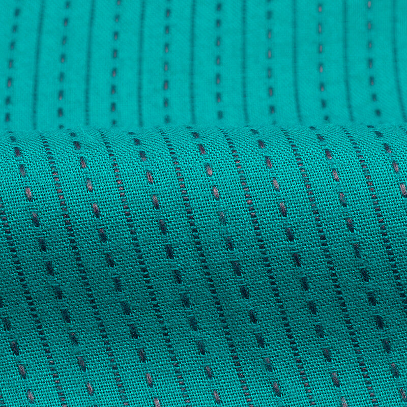 Turquoise Blue Stripes Kantha Rayon Fabric(Width 56 Inches) - Fabcurate