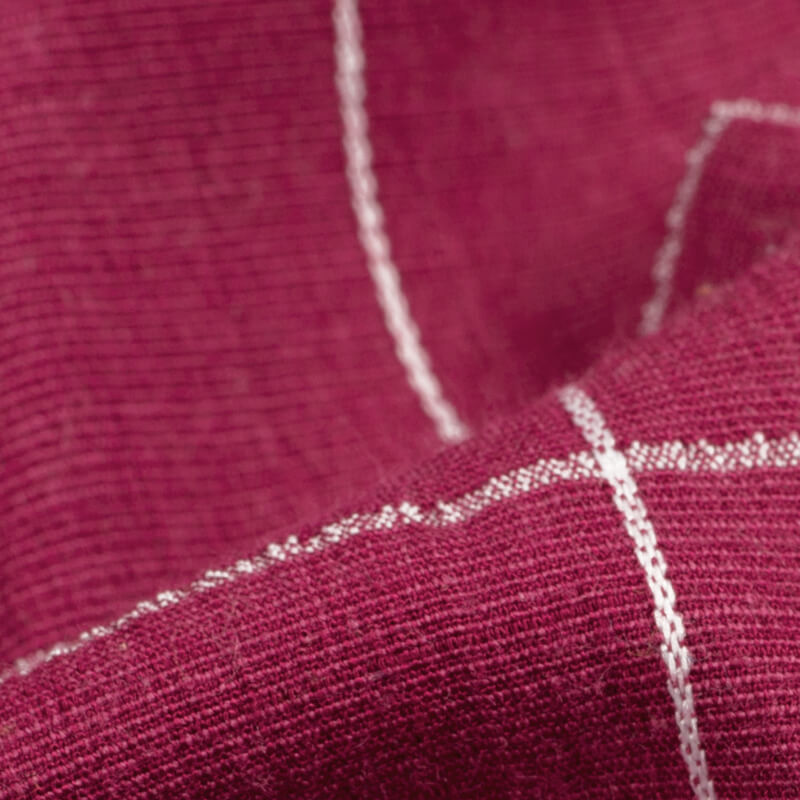 Jam Red Checks Dobby Rayon Lycra Fabric - Fabcurate