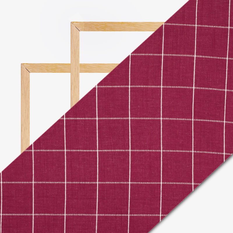 Jam Red Checks Dobby Rayon Lycra Fabric - Fabcurate