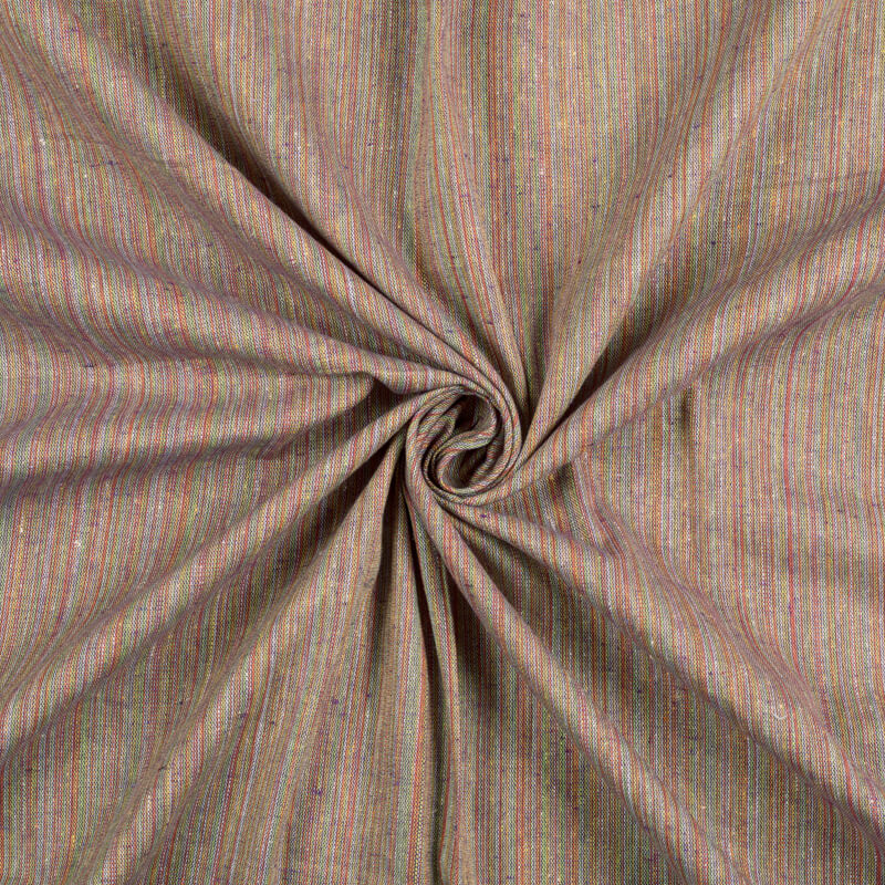 Orchid Purple Multicolor Stripes Yarn Dyed Cotton Fabric - Fabcurate
