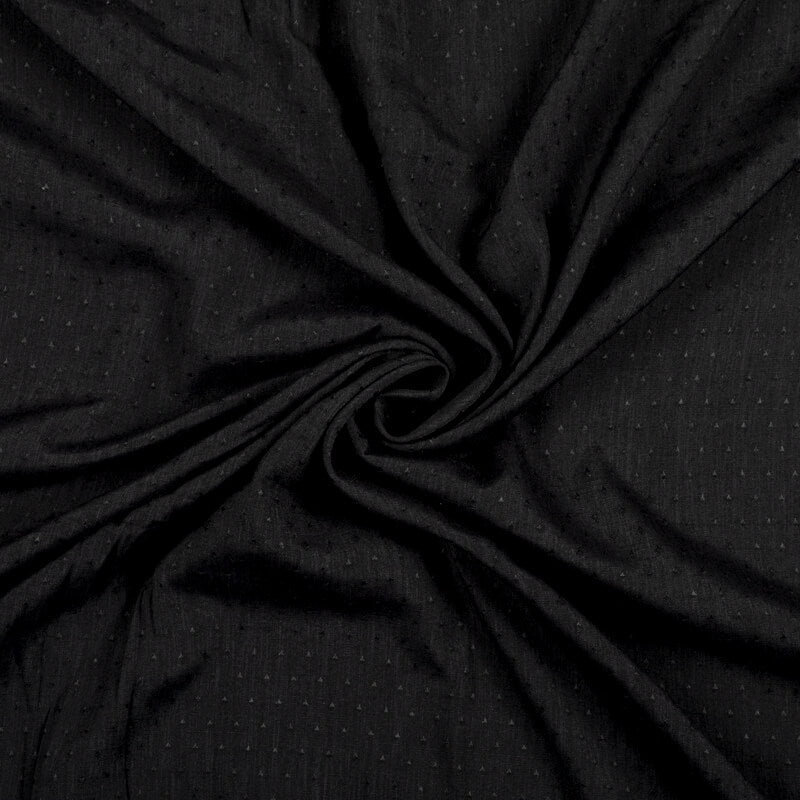 Black Plain Dobby Rayon Slub Fabric (Width 56 Inches) - Fabcurate
