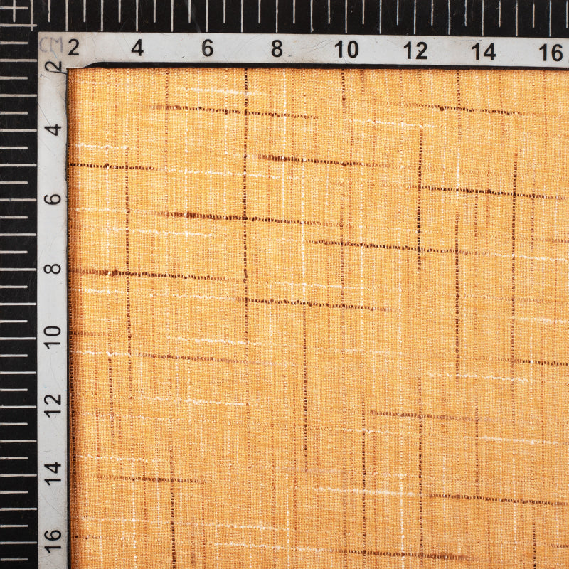 Sepia Yellow Brush Pattern Plain Cotton Slub Fabric (Width 56 Inches) - Fabcurate