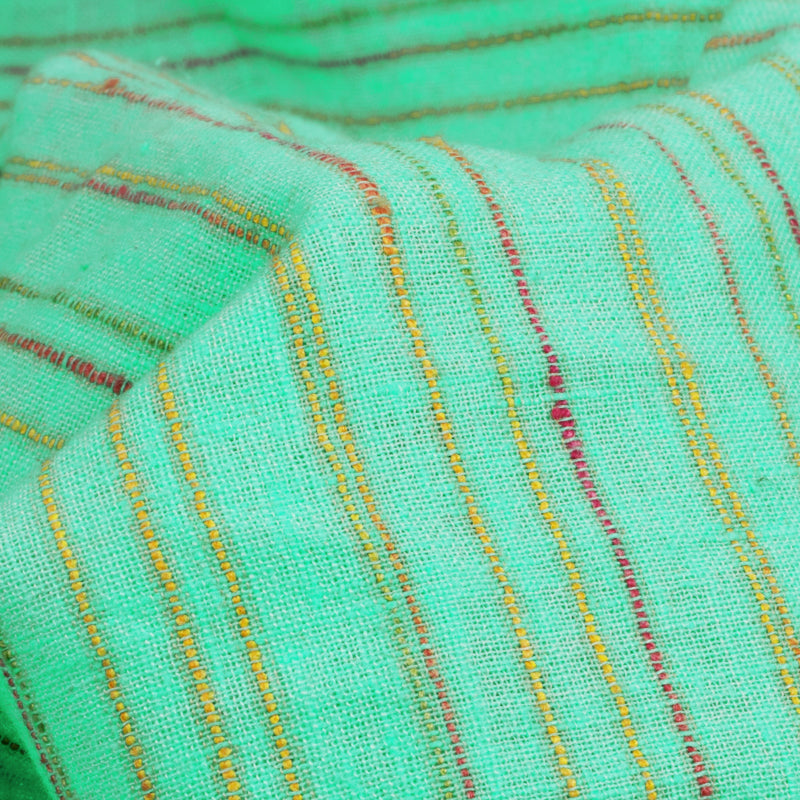 Botanical Tint Turquoise Plain Premium Textured Cotton Blend Fabric (Width 56 Inches) - Fabcurate