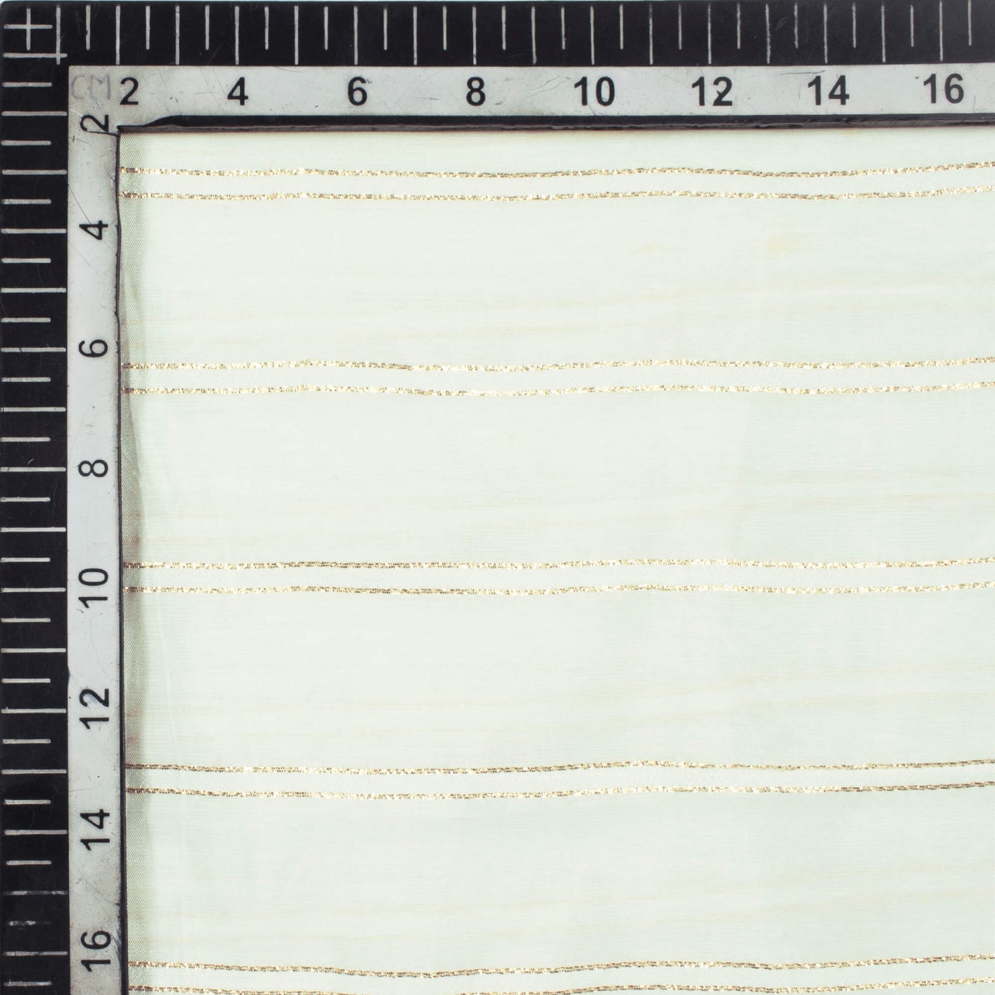 White And Bronze Stripes Pattern Dyeable Chanderi Lurex Fabric (Width 50 Inches) - Fabcurate