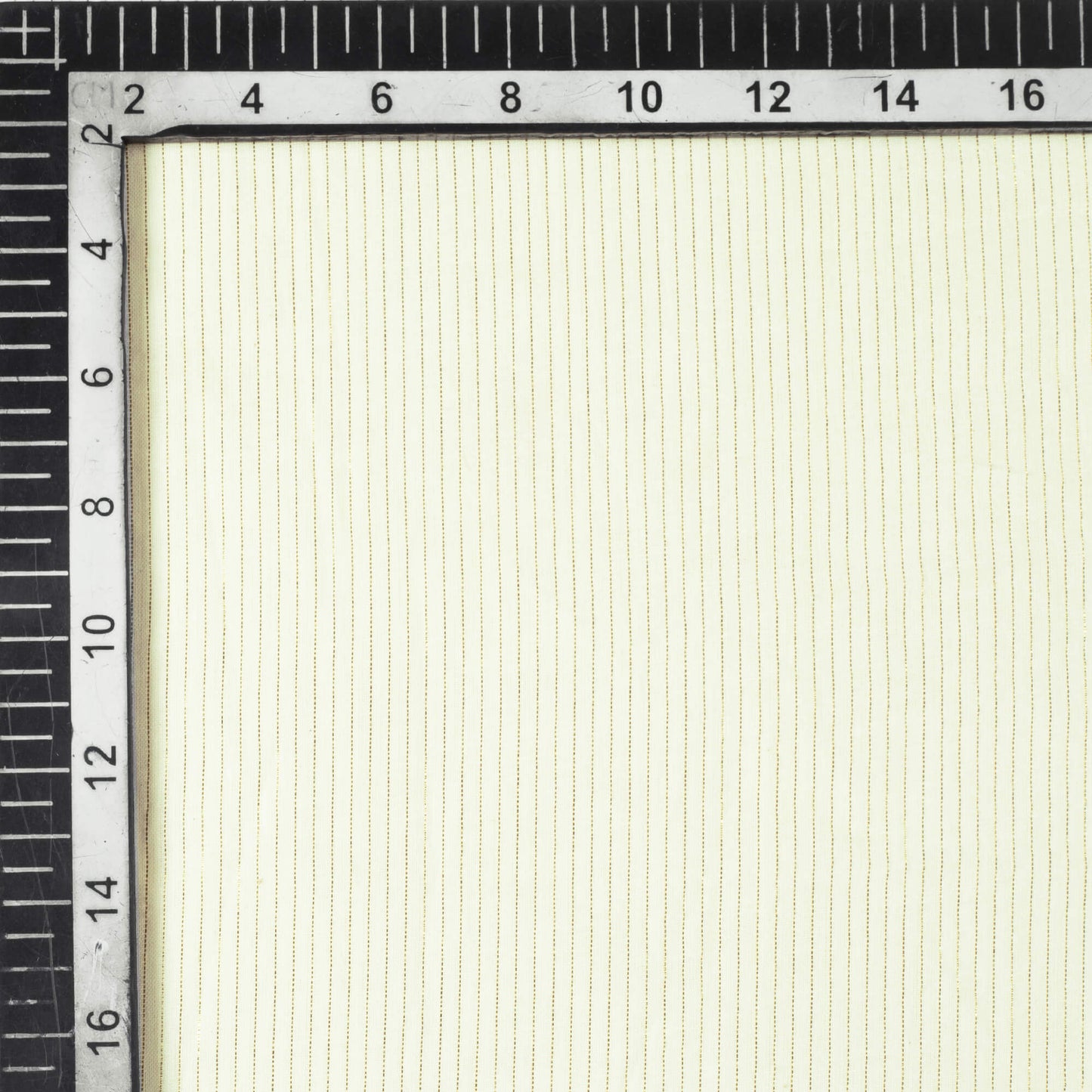 White And Golden Stripes Pattern Dyeable Cotton Lurex Fabric - Fabcurate