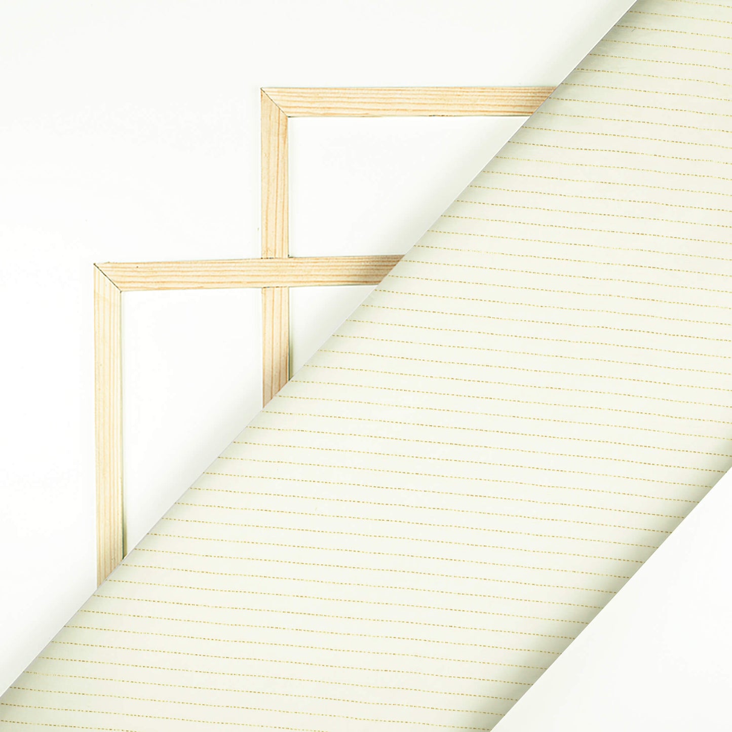 White And Golden Stripes Pattern Dyeable Cotton Lurex Fabric - Fabcurate