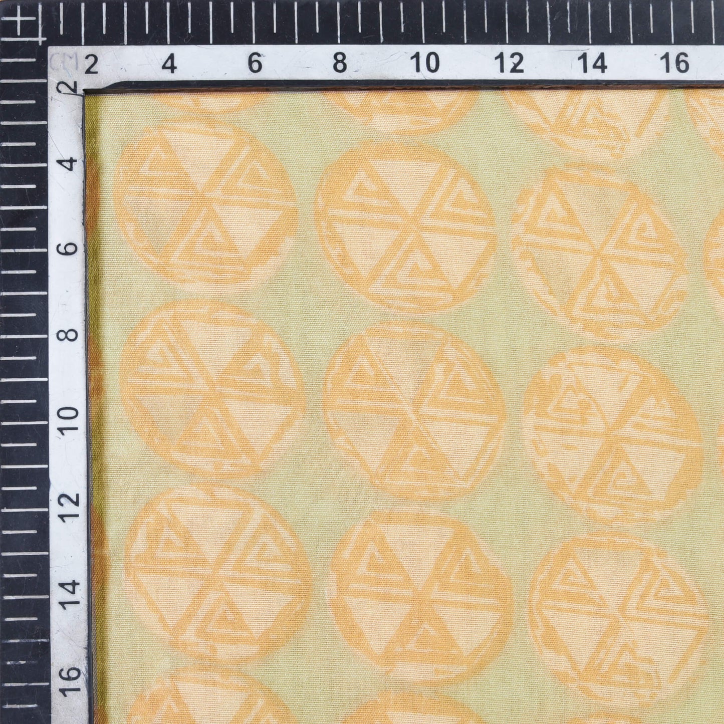 Pastel Grey And Beige Geometric Pattern Screen Print Chanderi Fabric - Fabcurate