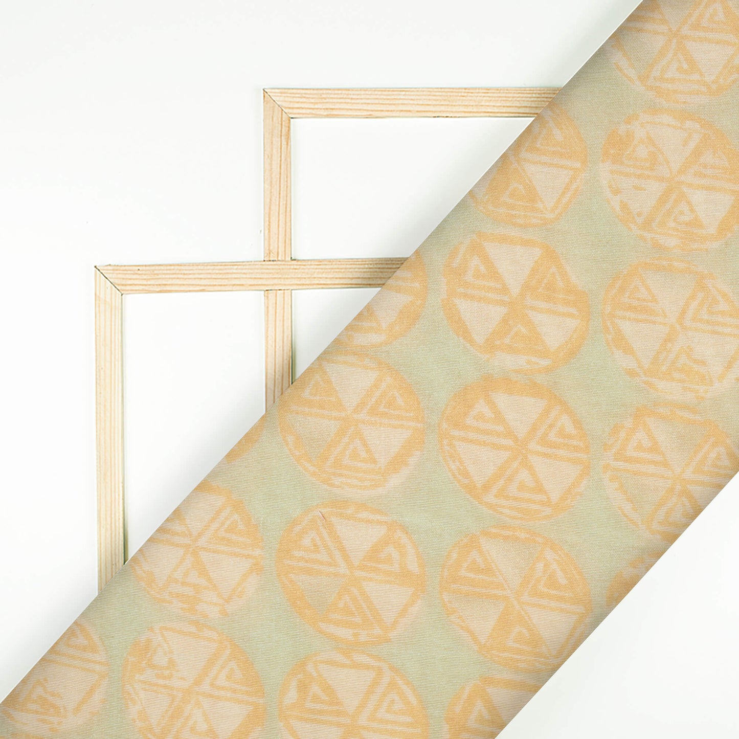 Pastel Grey And Beige Geometric Pattern Screen Print Chanderi Fabric - Fabcurate