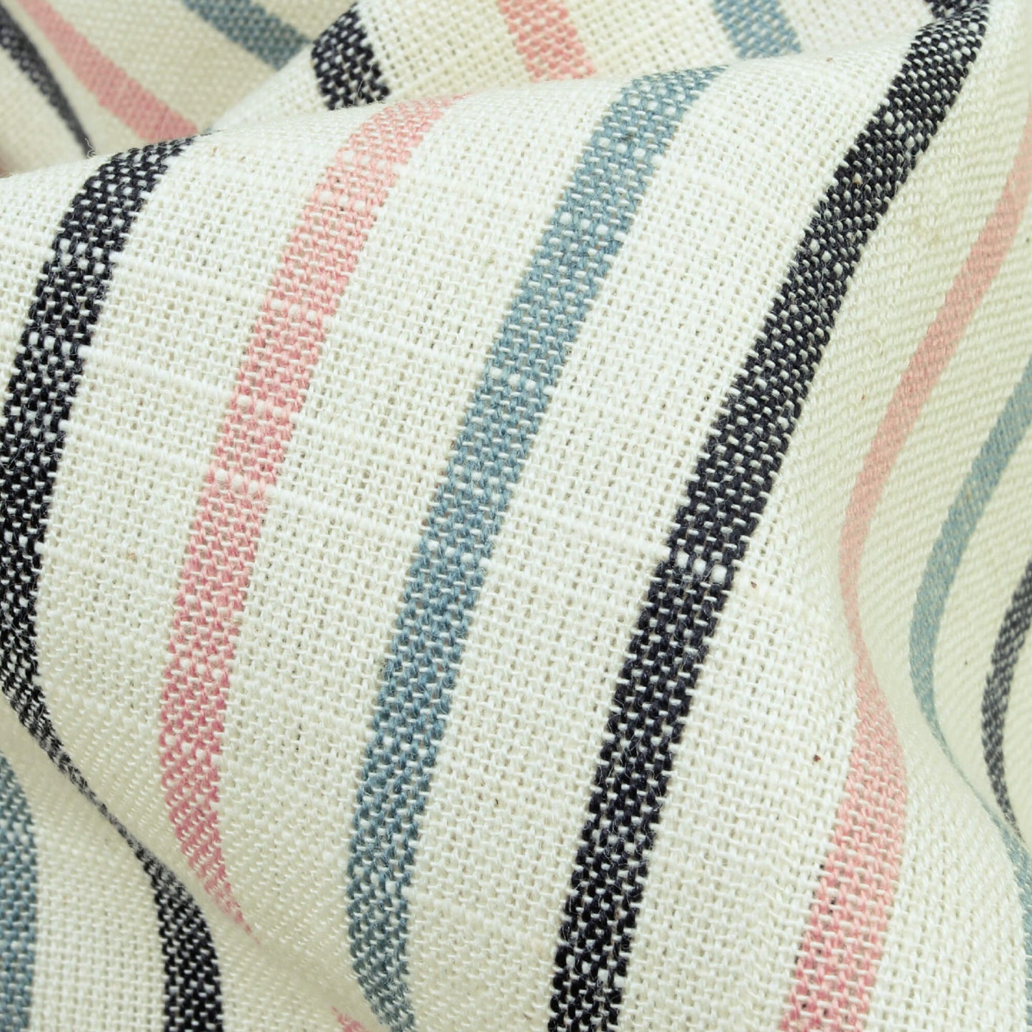 Off White And Rose Pink Stripes Pattern Yarn Dyed Flex Cotton Fabric - Fabcurate