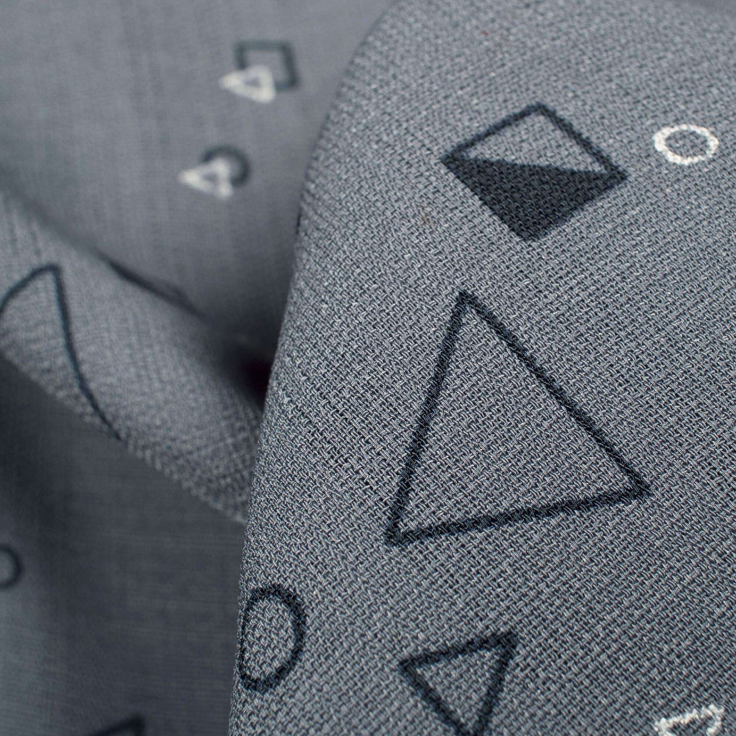 Lead Grey And Black Geometric Pattern Screen Print Inbox Fabric (Width 56 Inches) - Fabcurate